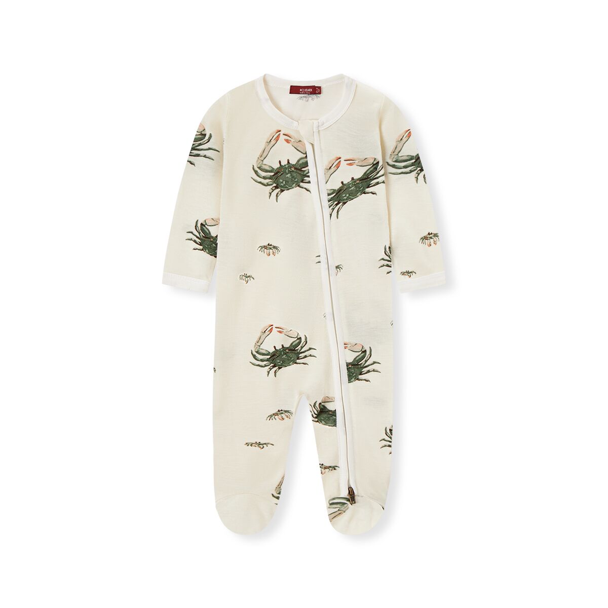 Milkbarn Kids "Coastal Crab" Bamboo Zipper Footed Romper