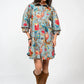 Uncle Frank Ruffled Edges Dress- Floral Slate