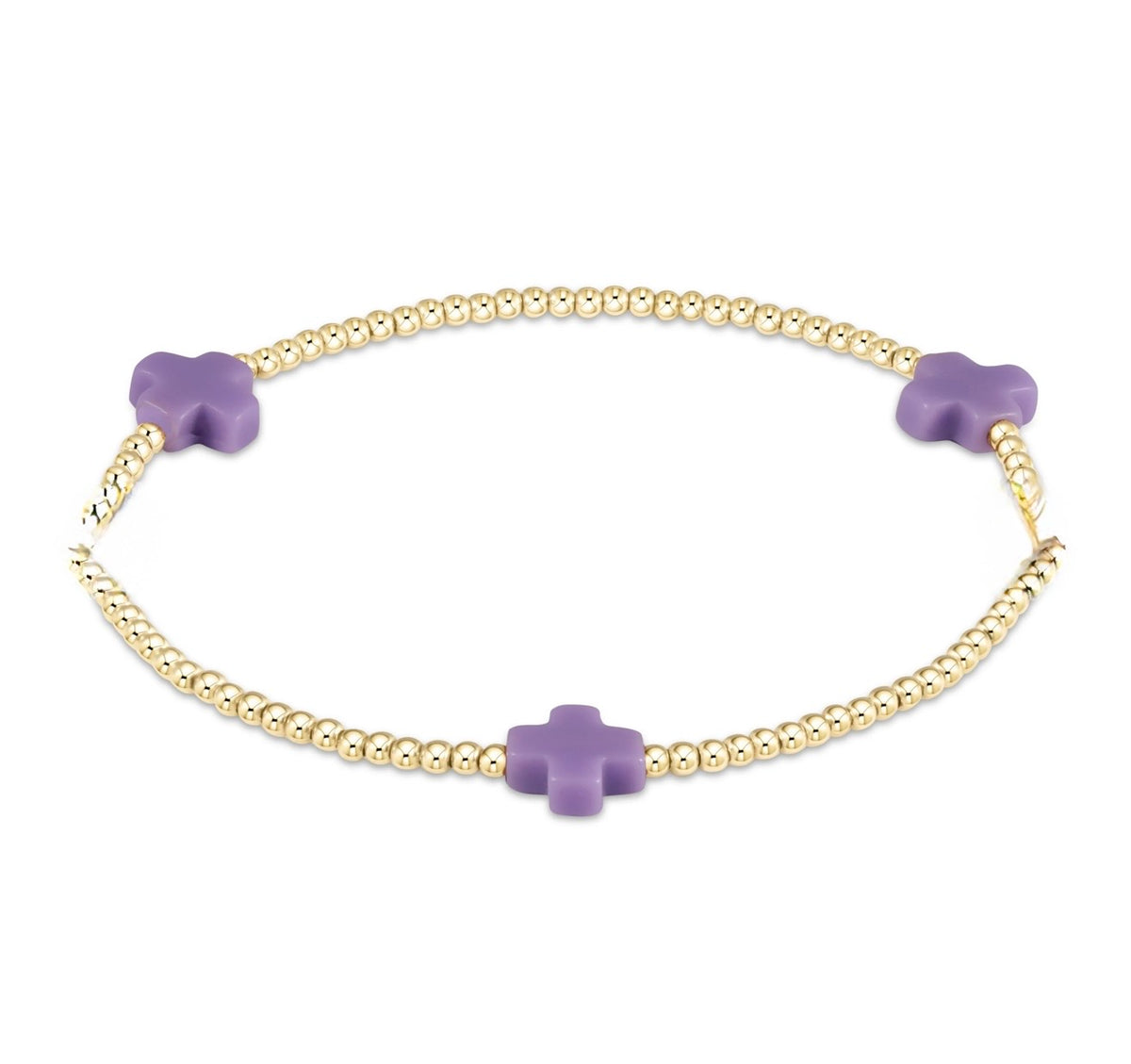 Enewton Signature Cross Gold Pattern 2mm Bead Bracelet-Purple