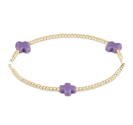 Enewton Signature Cross Gold Pattern 2mm Bead Bracelet-Purple