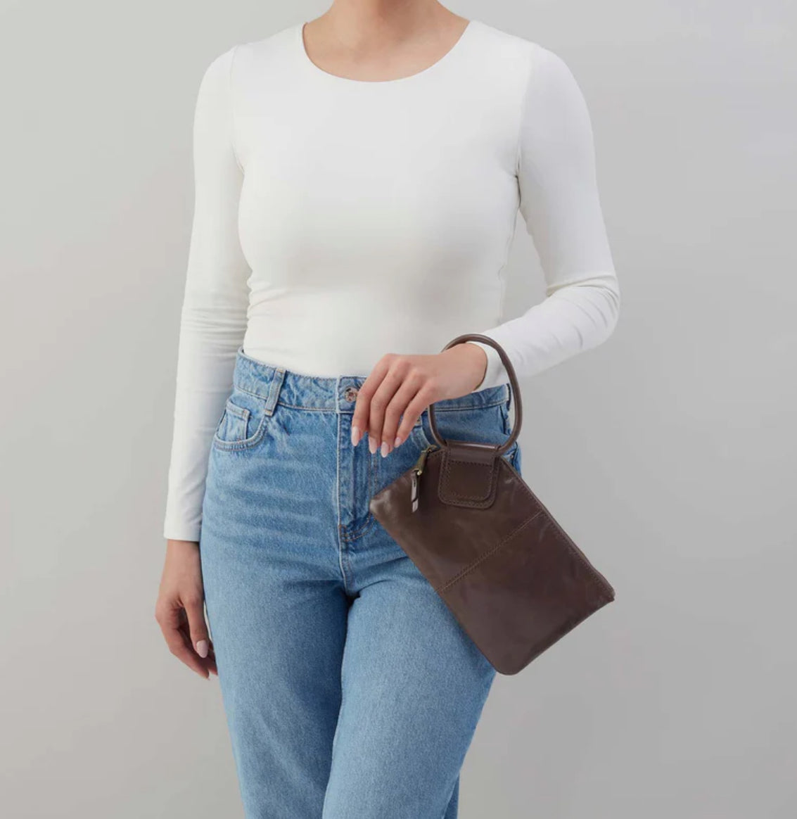 Hobo Bags “Sable” Wristlet Polished Leather- Hearthstone