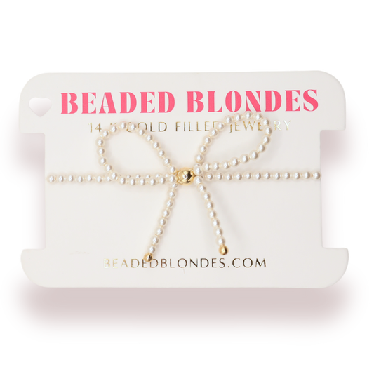 Beaded Blondes "Pearl Bow" Bracelet-Standard 6.75"