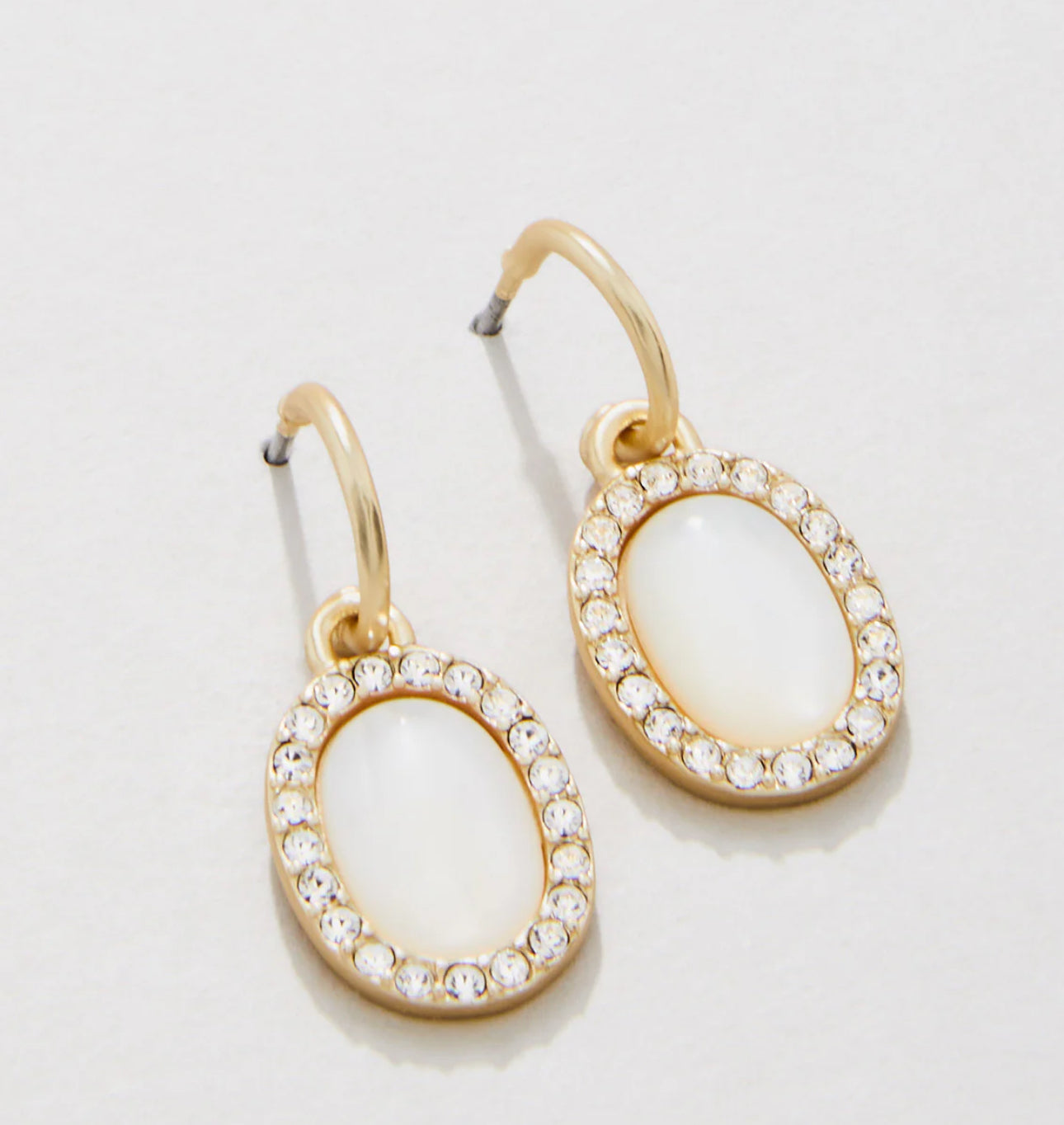 Spartina 449 Oval Halo Drop Earrings-MOP