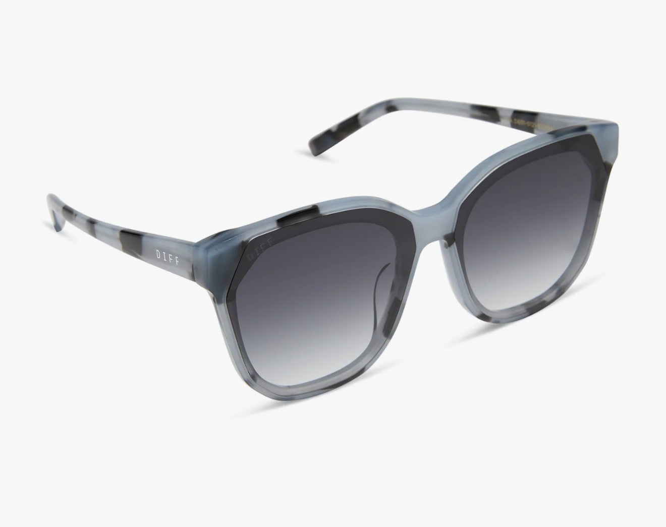 DIFF Eyewear “Gia” Retro Blue Tortoise + Grey Gradient Sunglasses