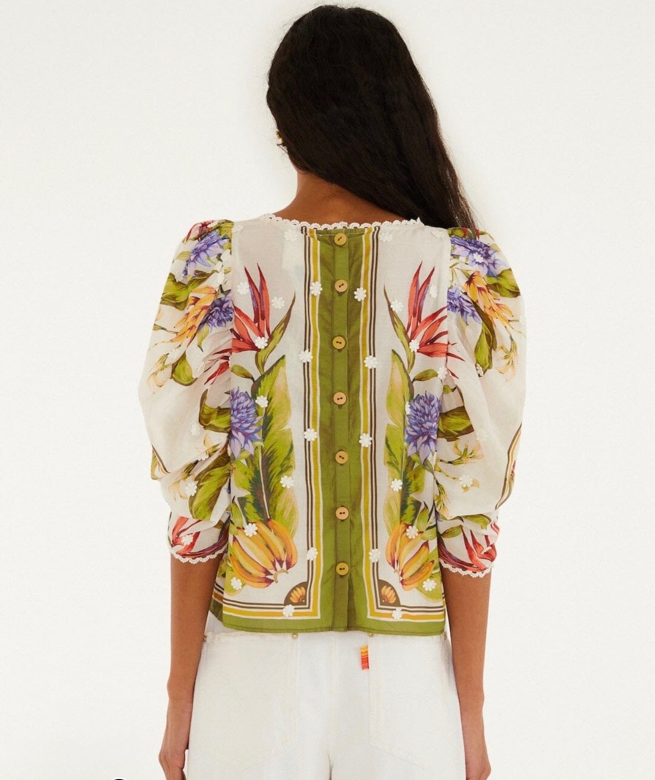 Farm Rio Sand Tropical Scarf Blouse