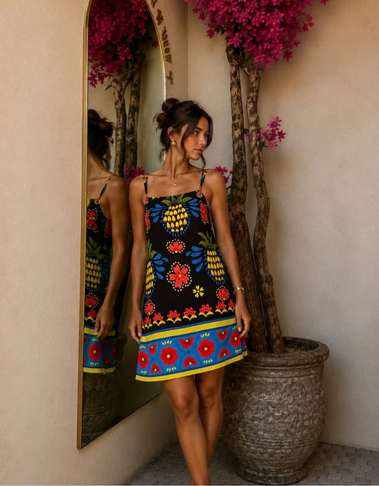 Meet Me in Santorini "Ionian Charm" Shift Dress-Black