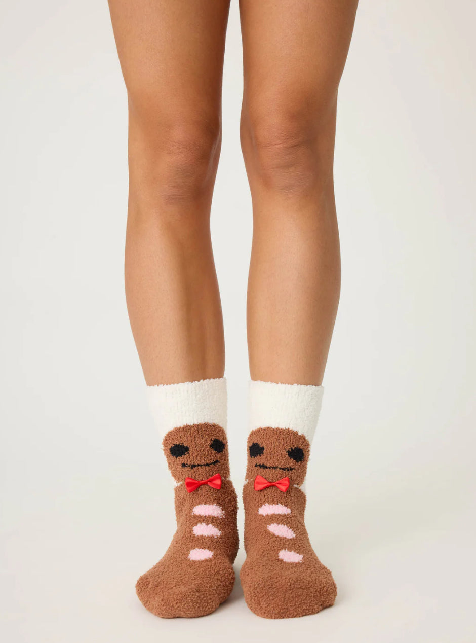 PJ Salvage "Gingerbread Man" Socks-Brown