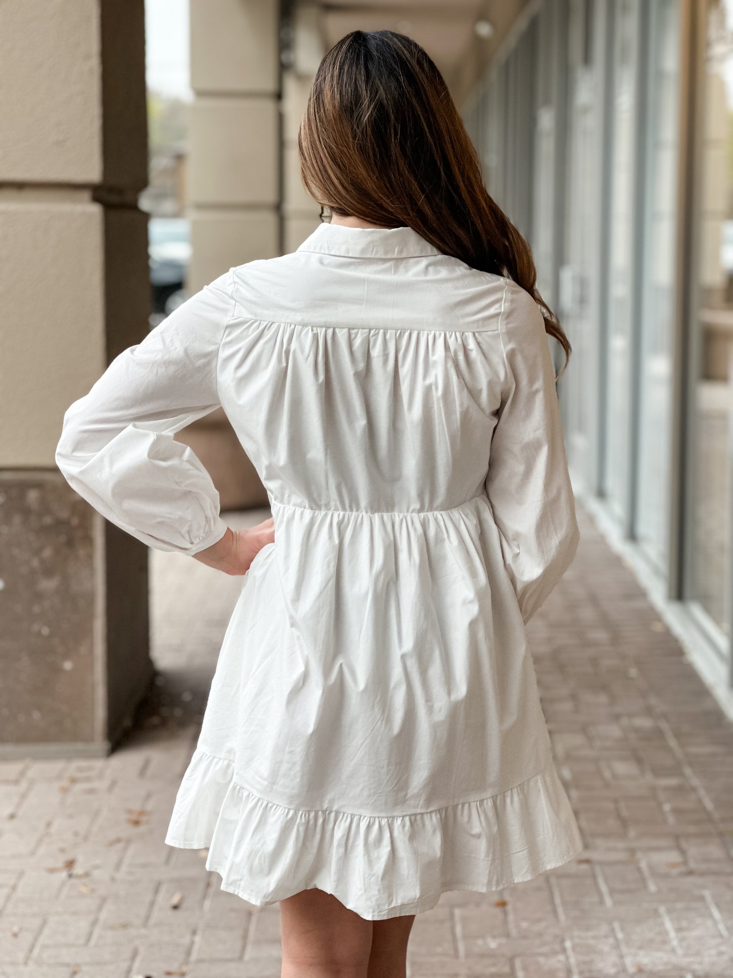 Aureum Poplin Mini Shirt Dress-White