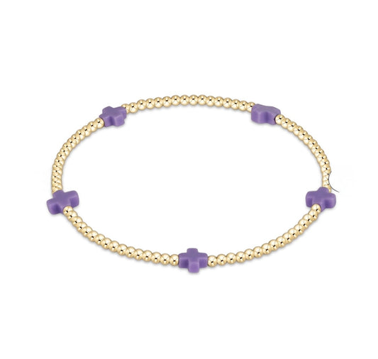 Enewton EGIRL "Signature Cross" Small Gold Pattern 2mm Bead Bracelet-Purple