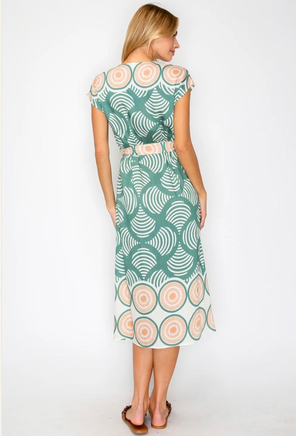 Meet Me in Santorini Button Down Dress-Olive Shell