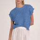 Elan S/S Open Knit Sweater-Blue