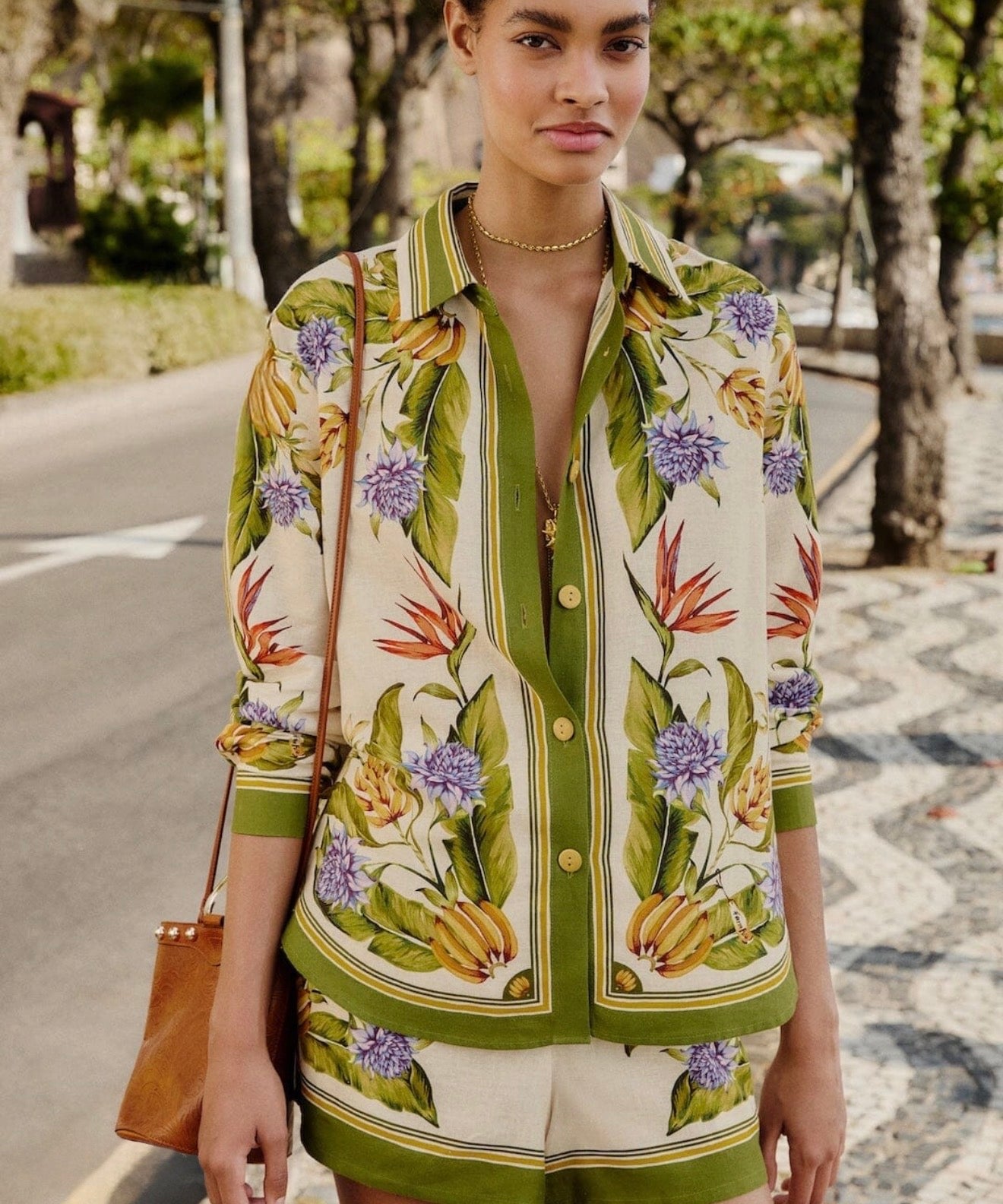 Farm Rio Sand Tropical Scarf Lenzing™ Ecovero™ Euroflax™ Shirt