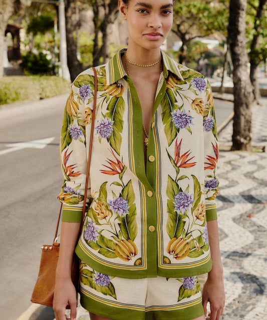 Farm Rio Sand Tropical Scarf Lenzing™ Ecovero™ Euroflax™ Shirt