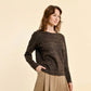 Molly Bracken Crew Neck Sparkle Sweater-Chocolate