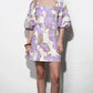 Greylin "Emery" Bubble Sleeve Piped Mini Dress-Cream/Lilac