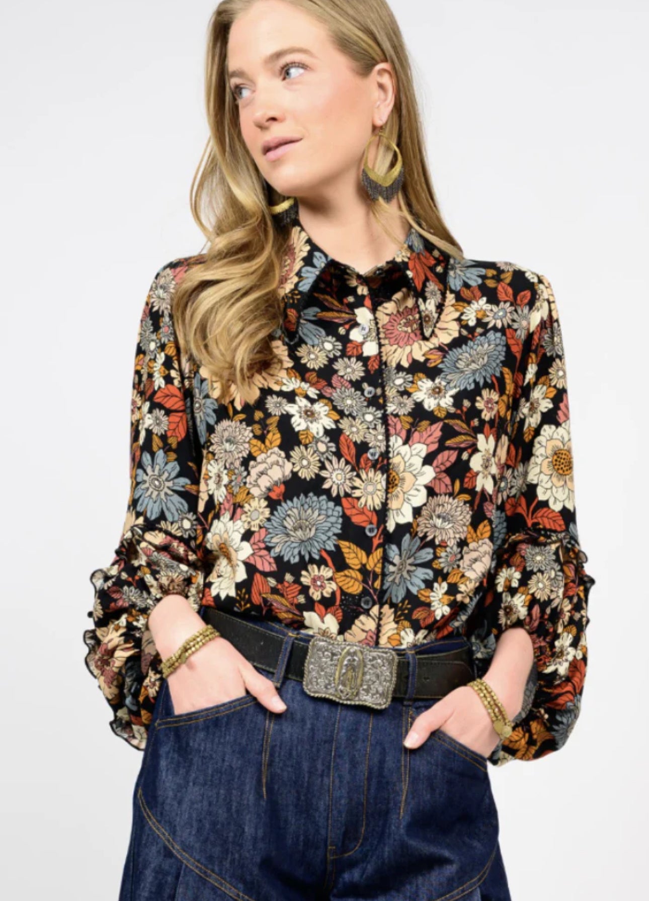 Ivy Jane "Midnight Floral" Top-Black