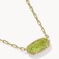 Kendra Scott Elisa Luxe Short Pendant Necklace-Gold Light Green CZ