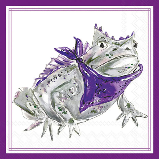 Rosanne Beck Cocktail Napkins-Purple Horned Frog