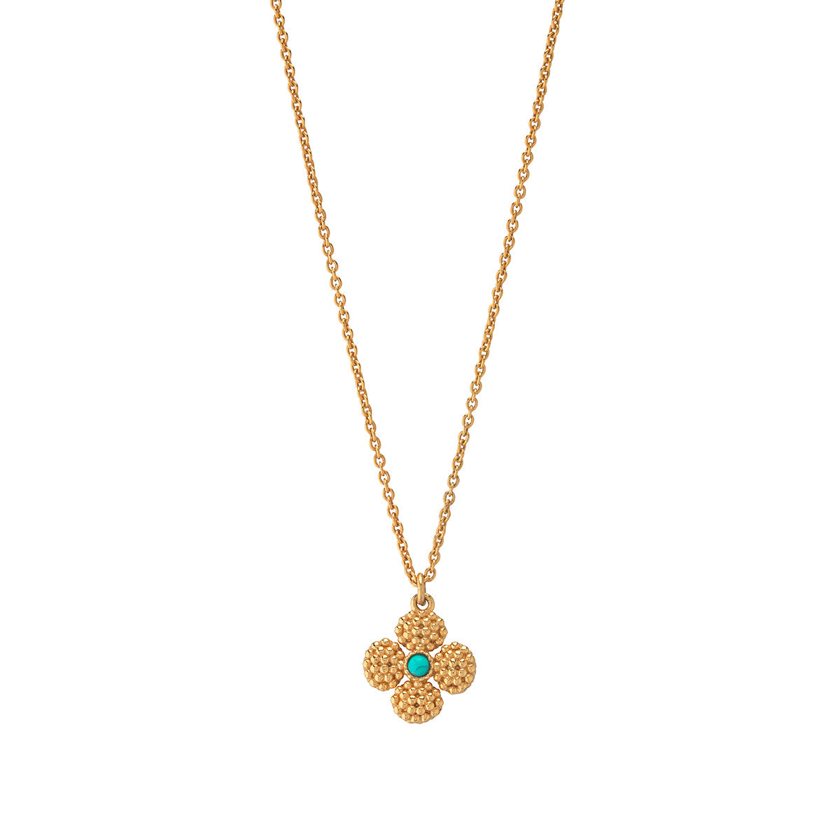 Capucine de Wulf “Berry Clover” Double Sided Charm Necklace, 16"+2" - Turquoise