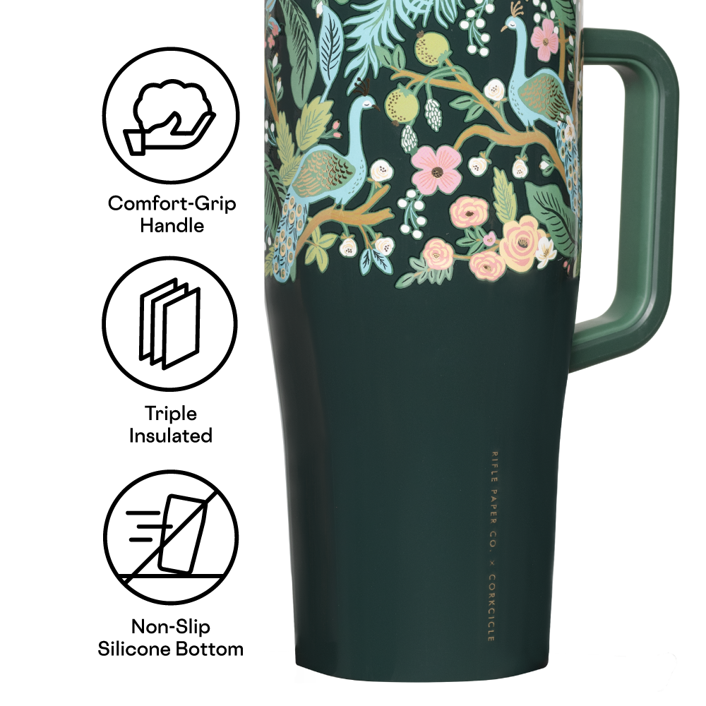 Corkcicle x Rifle Paper Co. “Peacock Blue” Leakproof Cruiser - 22oz.