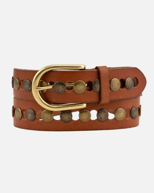 Amsterdam Heritage  “Jasmyn” | Studded Western Belt- Cognac