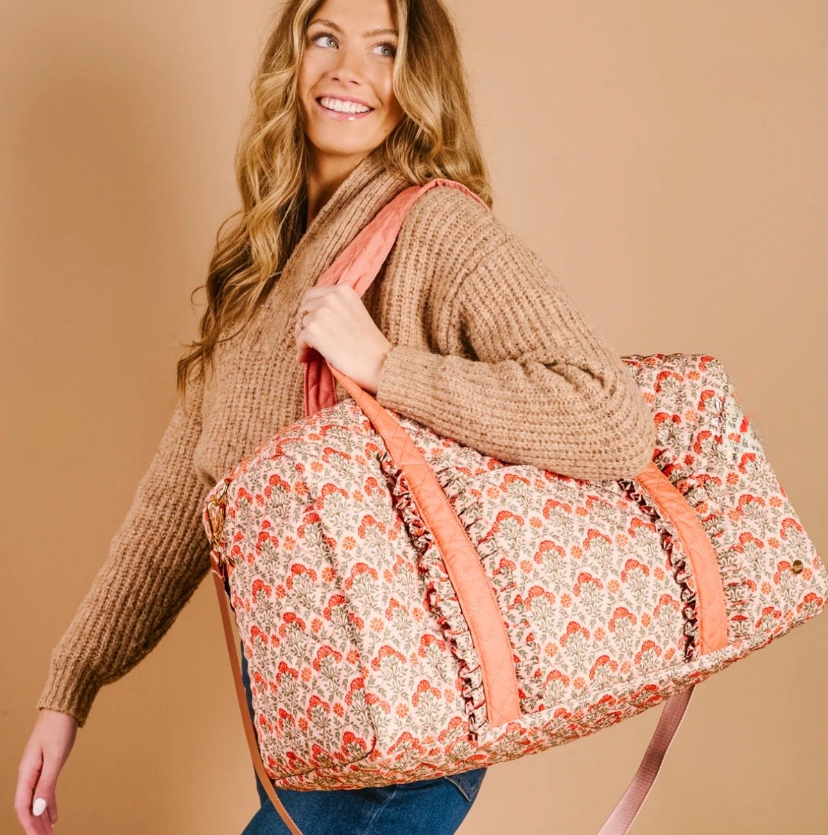 The Darling Effect On-the-Go Quilted Weekender Bag-Everbloom Dusty Rose