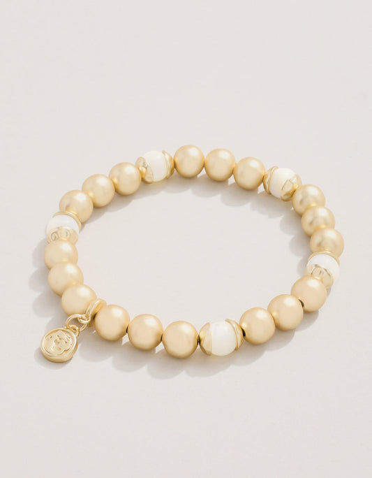 Spartina 449 Golden Stretch Bracelet 8mm-MOP