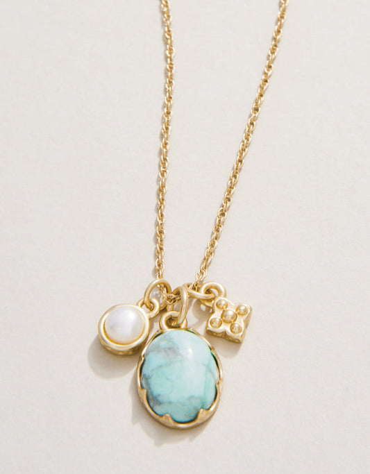 Spartina 449 Coralie Charm Necklace 17" -Light Turquoise