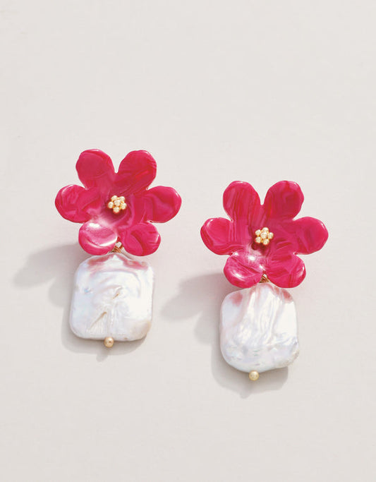 Spartina 449 Blooming Pearl Earrings -Pink