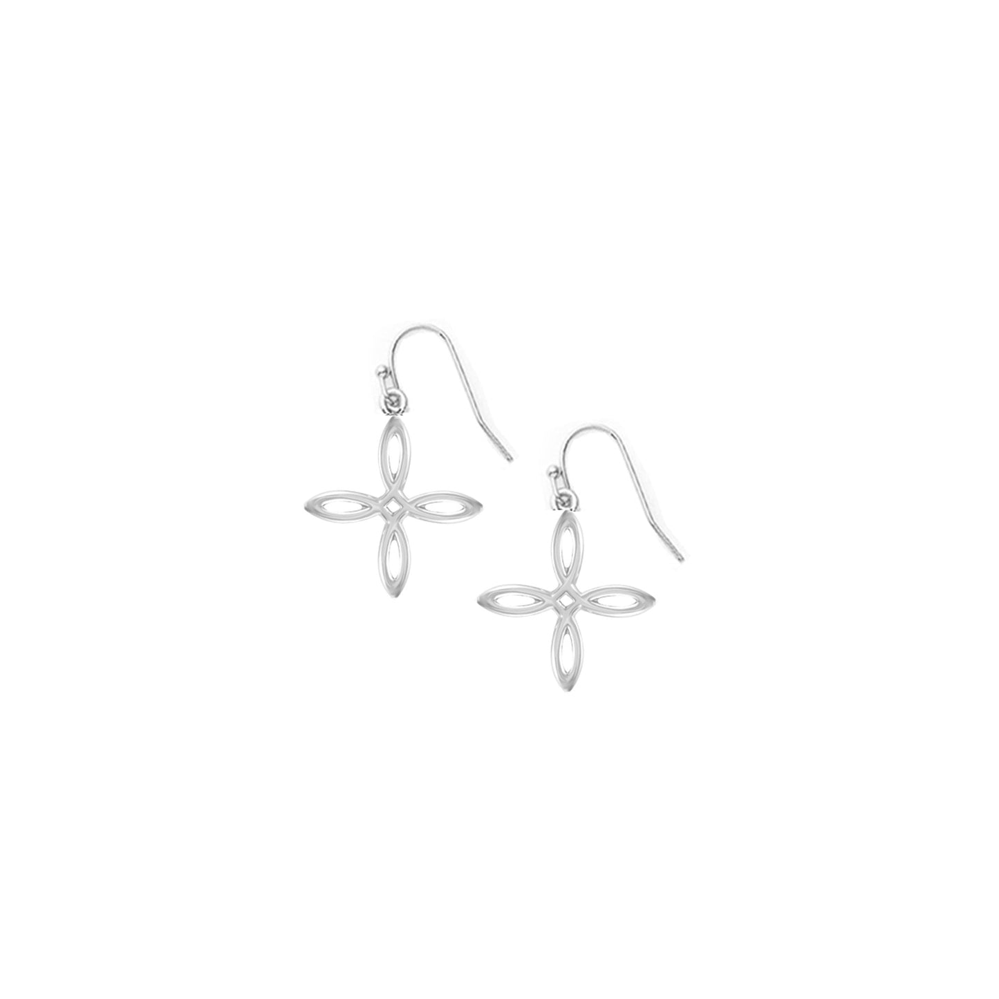 Natalie Wood Designs "She's Classic" Mini Cross Drop Earrings-Silver