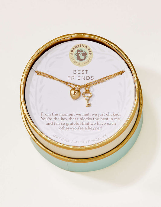 Spartina 449 Sea La Vie 18" Necklace - Best Friends/Heart Key (2 piece set) - Gold