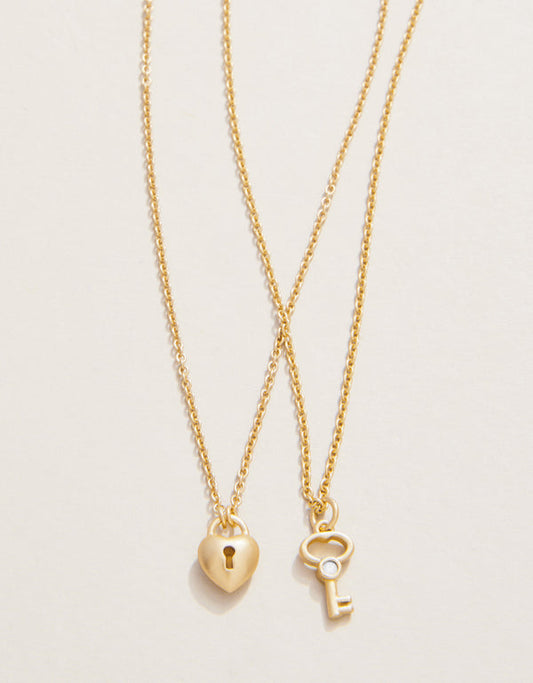 Spartina 449 Sea La Vie 18" Necklace - Best Friends/Heart Key (2 piece set) - Gold