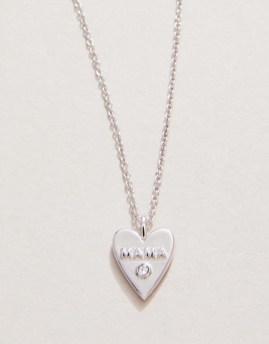 Spartina 449 Sea La Vie 18" Necklace - Mama/Heart-Silver