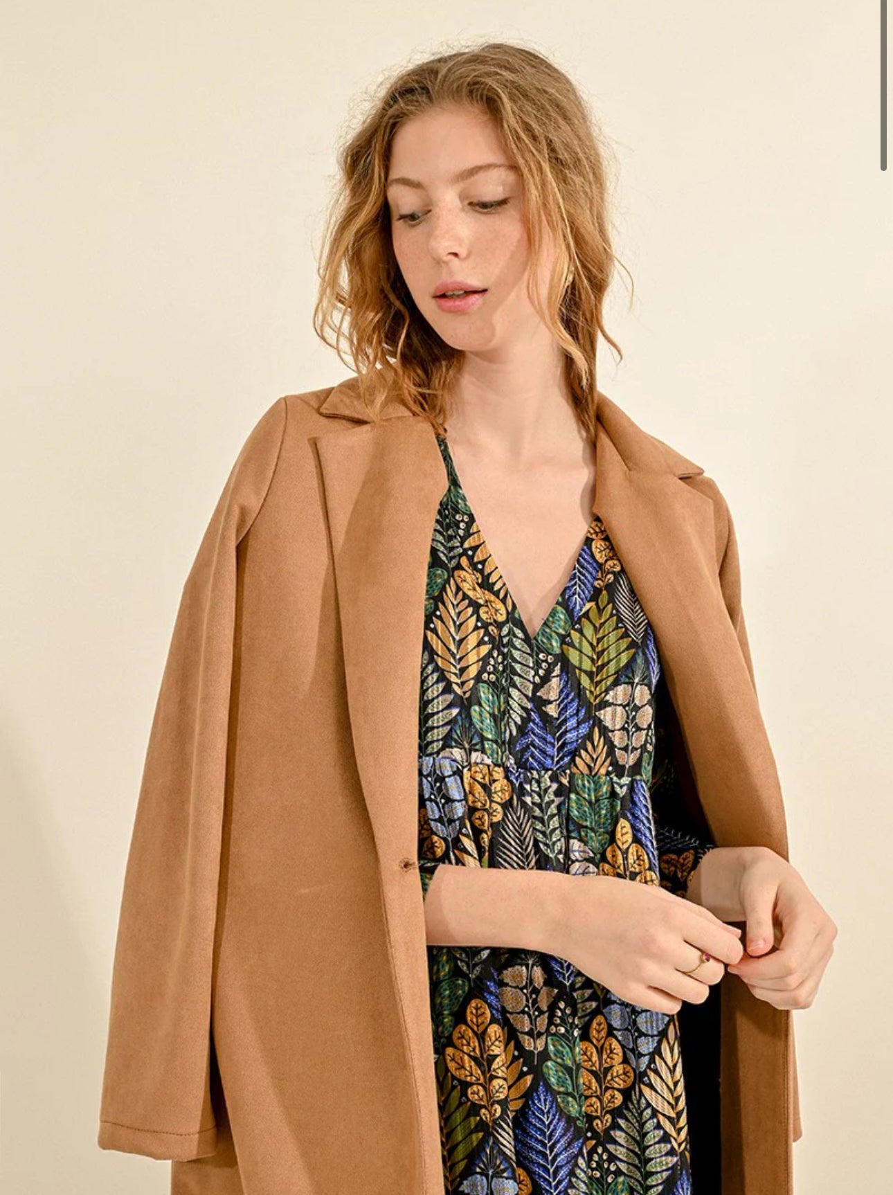 Molly Bracken Faux Suede Coat-Camel