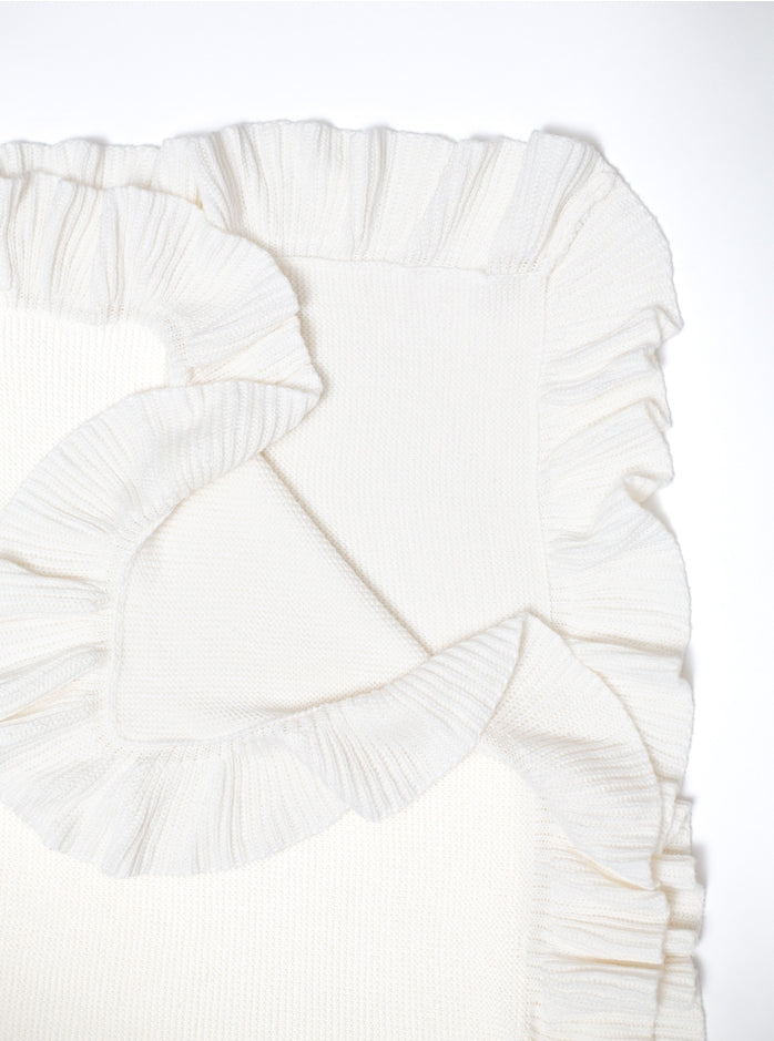 Bei Bei Ruffle Knit Blanket-White Cloud