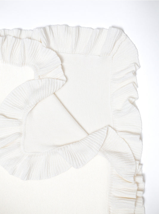 Bei Bei Ruffle Knit Blanket-White Cloud