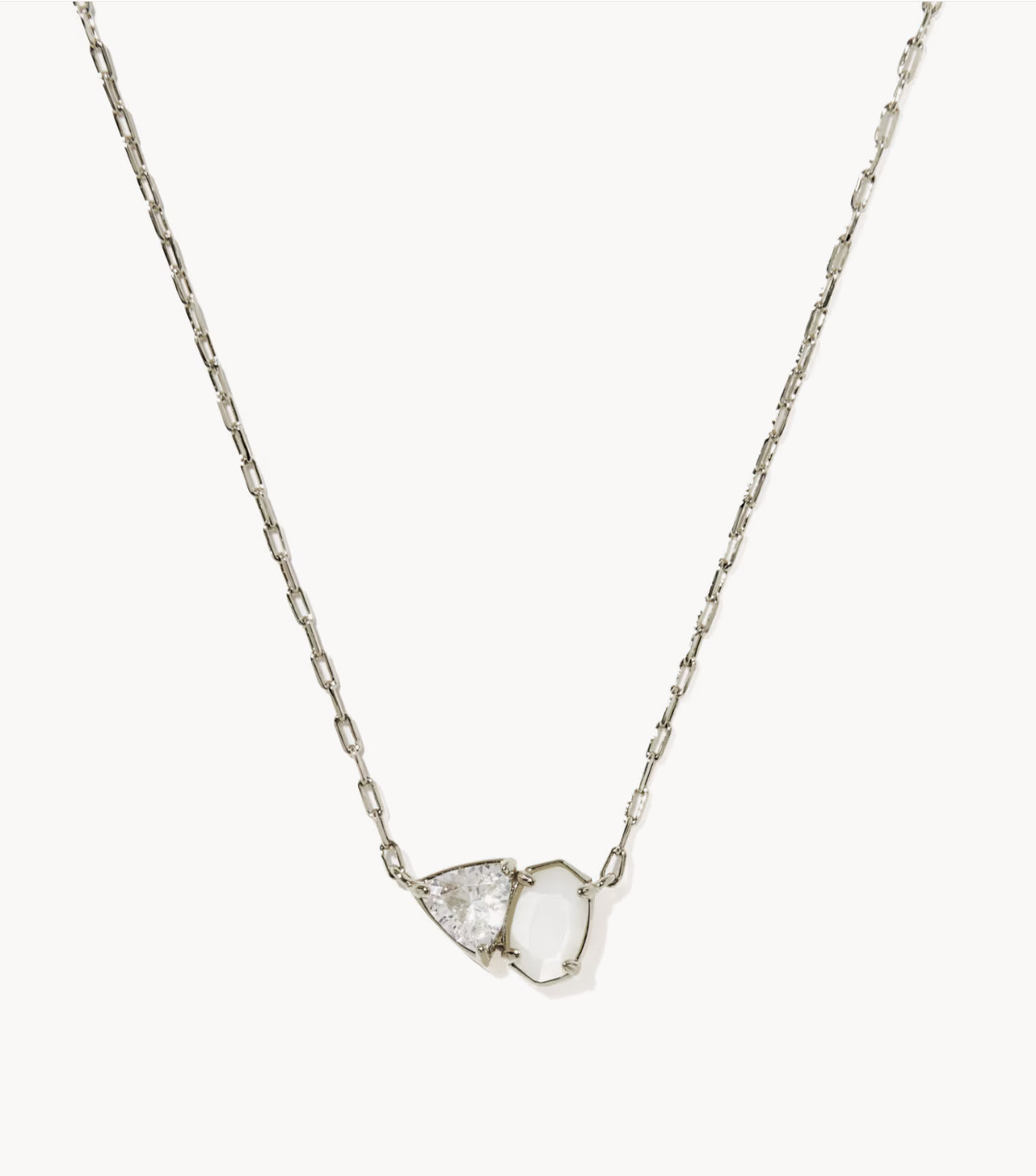 Kendra Scott Tatum Short Pendant Necklace-Silver Neutral Mix