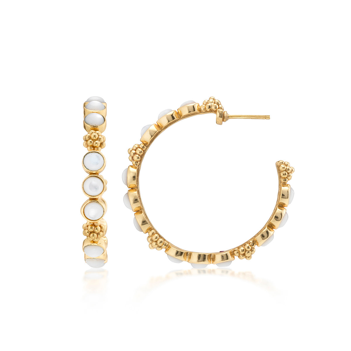 Capucine de Wulf “Berry Gem” Medium Hoop Earrings-MOP
