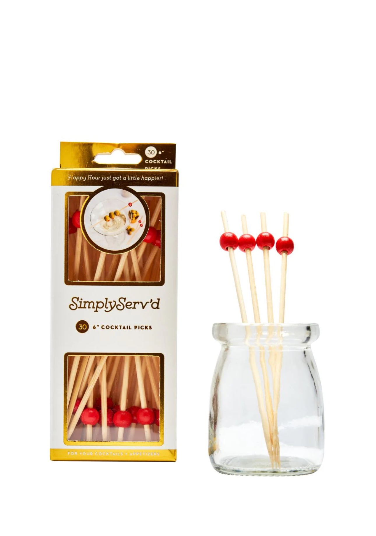 Sophistiplate 6” Wood Party Pick-Red/Scarlet