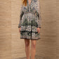 Hale Bob “Eleanora” L/S Chiffon Short Dress -Black