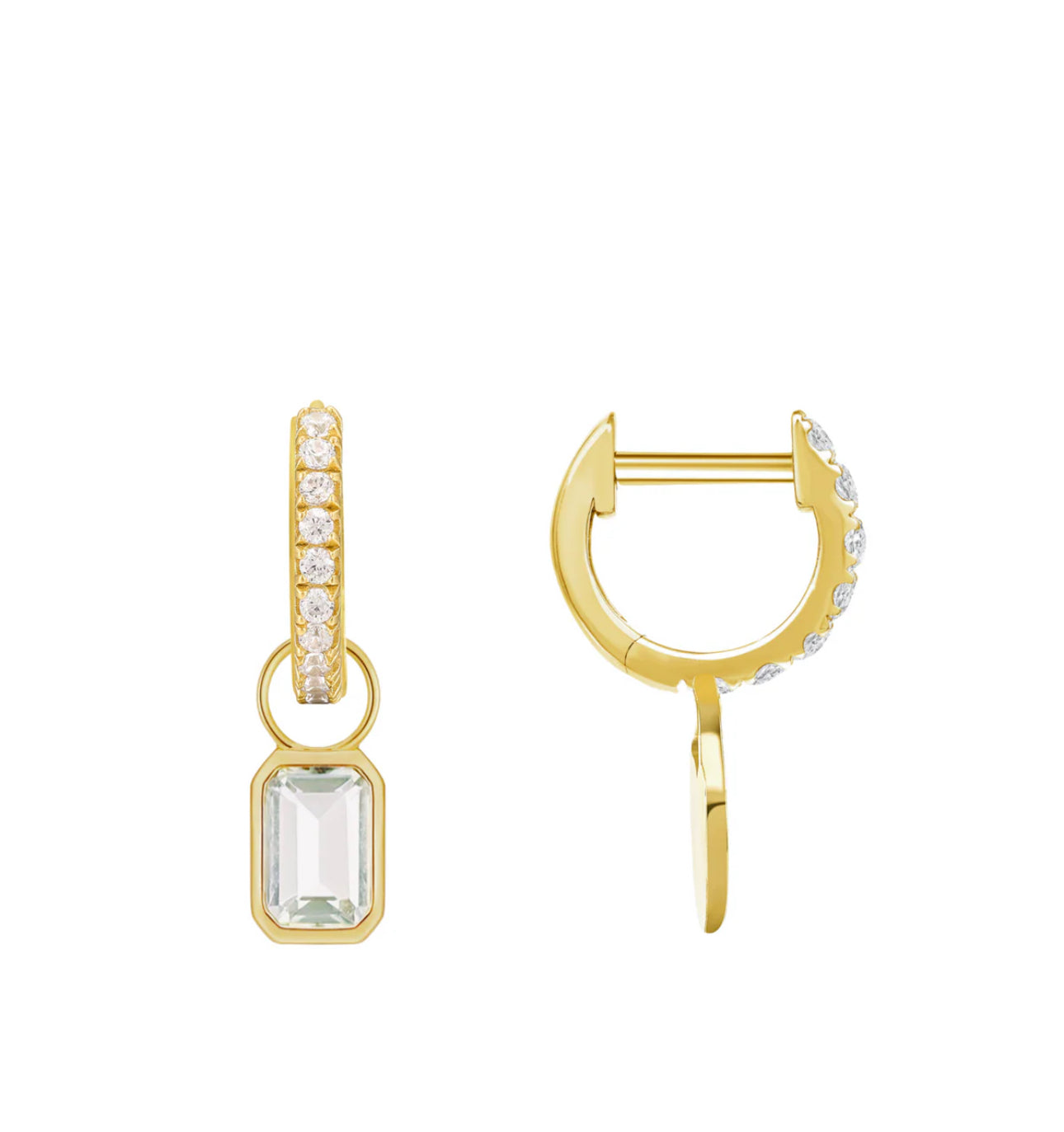 LeMel “Lucy” Bezel Charm Huggie Earrings