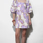 Greylin "Emery" Bubble Sleeve Piped Mini Dress-Cream/Lilac
