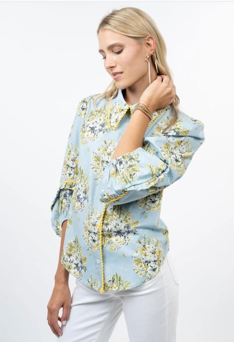 Ivy Jane "Spring Bounty" Blouse-Blue