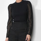 Greylin "Honey" Sheer Sleeve Sweater Top-Black