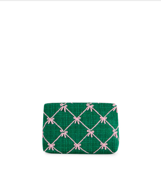 Shiraleah Tinsel Bow Zip Pouch-Green
