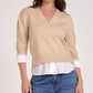 Elan "Monahans" Layered Sweater -Natural