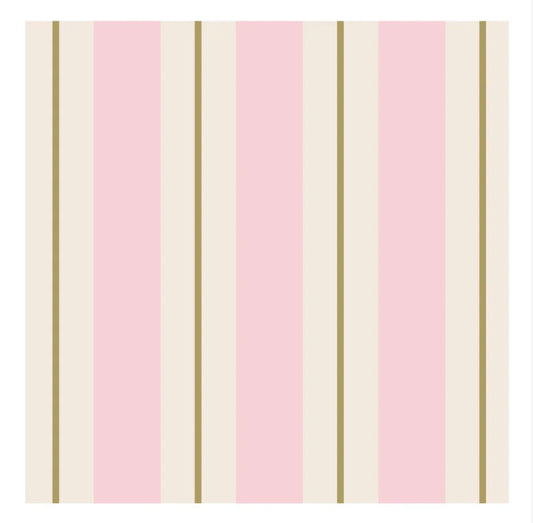 Hester & Cook "Pink & Gold Awning Stripe" Cocktail Napkin