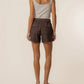 Kut from the Kloth "Katana" High Rise Drawstring Short-Chocolate