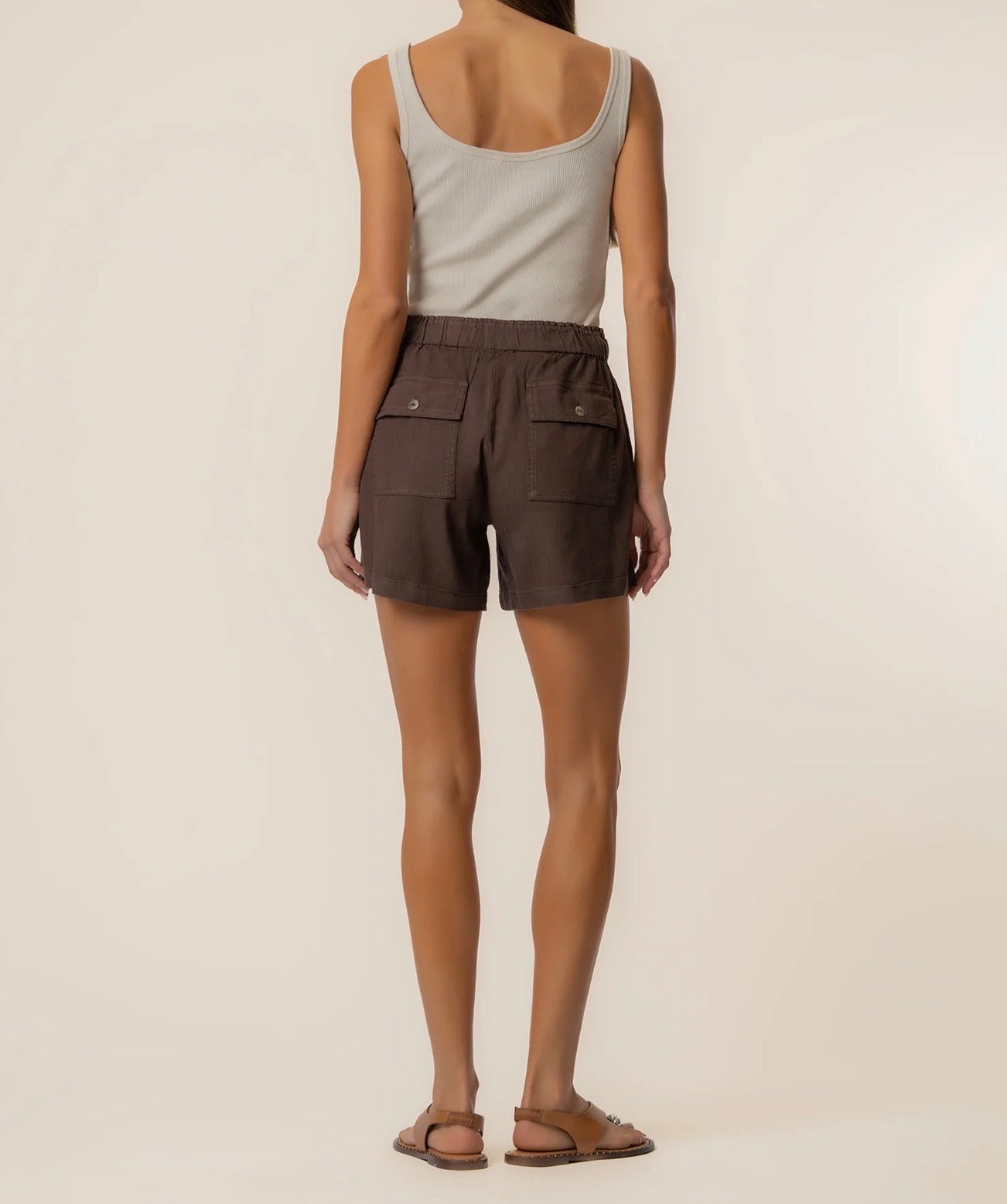 Kut from the Kloth "Katana" High Rise Drawstring Short-Chocolate