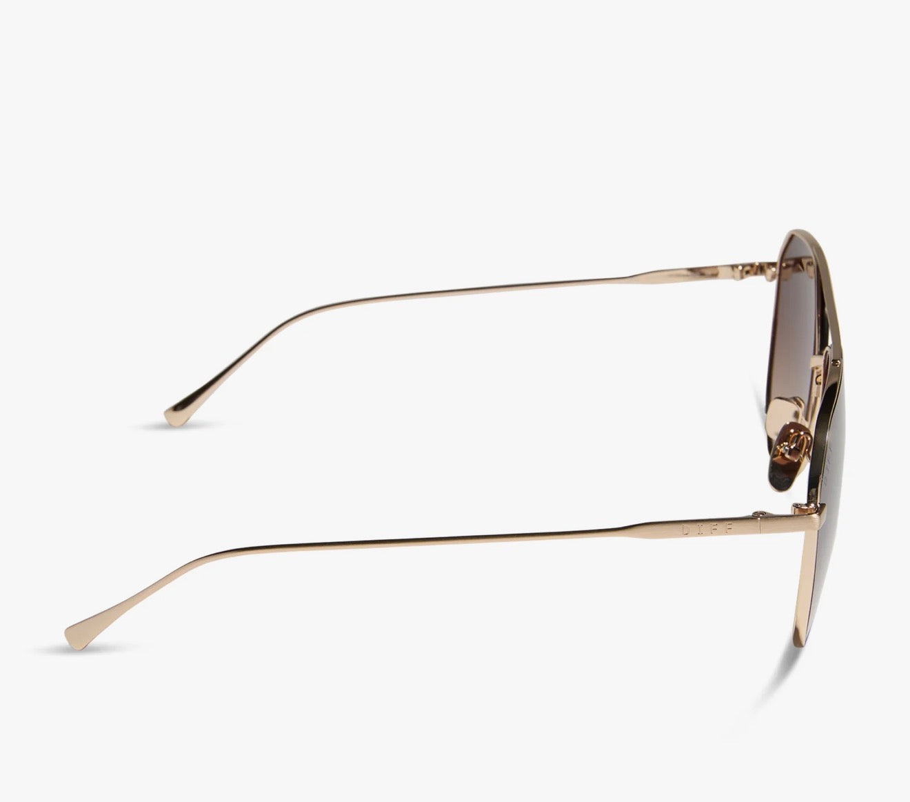 Diff Eyewear “Dash” Brushed Gold Coffee Gradient Sunglasses